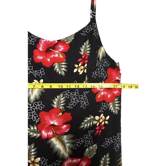 Tiki Palm Hawaiian Dress XL Red Tropical Open Tie Back Babydoll Asymmetrical Hem - Picture 6 of 16